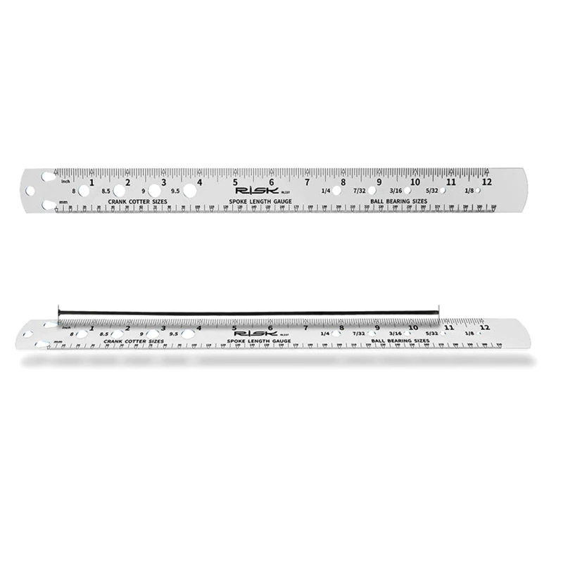 

1 шт., стальная линейка для велосипедных спиц, датчик длины велосипедных спиц, шарикоподшипники, штифт, измерительный инструмент, двухсторонний метрический императорский инструмент
