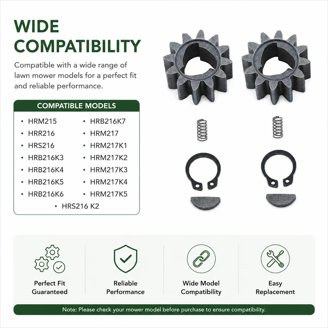 42661-VE2-800 42672-VE2-800 Gears Clips Keys Springs Drive Wheel Kit For Honda HRR216 HRS216 HRB216K4 K5 Lawn Mower Parts