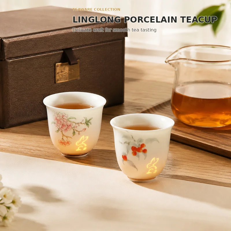 Elegant Dehua White Porcelain Linglong Kung Fu Small Teacup Personal Master Cup for Tea Ceremony Home Office Gift