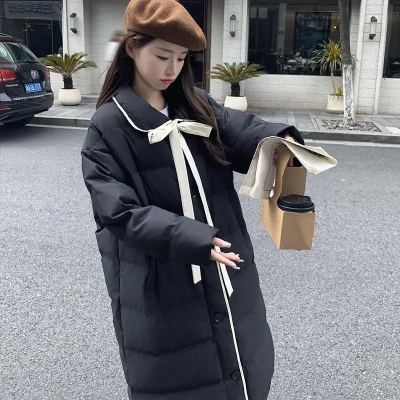 Winter New Women's Down Jacket Loose Commuter Splicing Straight Tube Coat