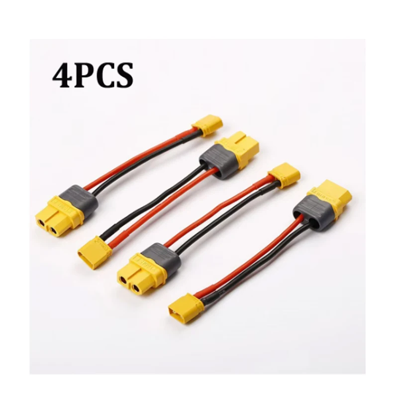 AMASS XT30 수-XT60 암 플러그 커넥터 어댑터, 100mm 16AWG 실리콘 와이어, RC Lipo 배터리 RC 드론 자동차 보트용, 4 개