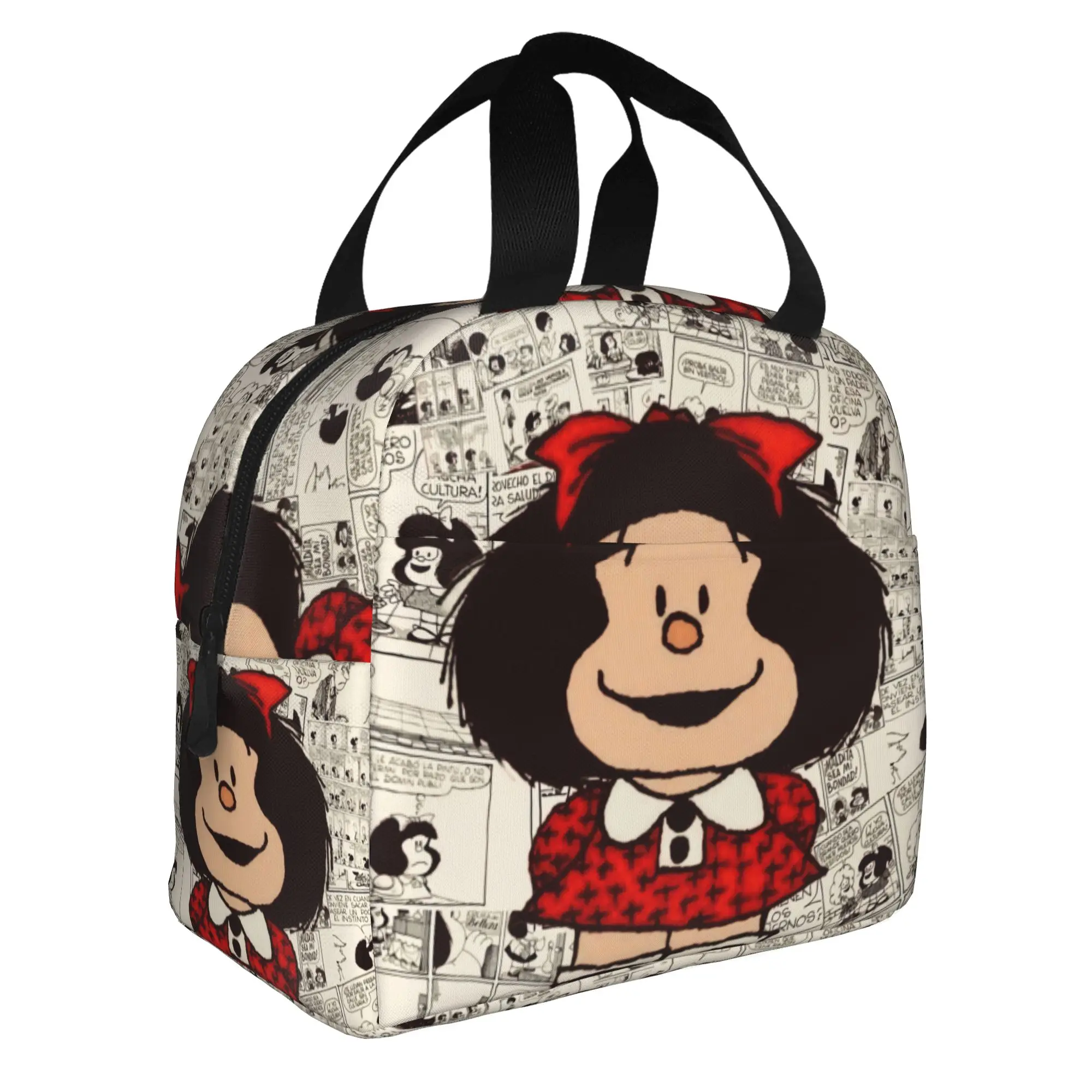 M-Mafaldas Insulated Lunch Bag for School Office Cartoon Kawaii Leakproof Cooler Thermal Lunch Box Women Men
