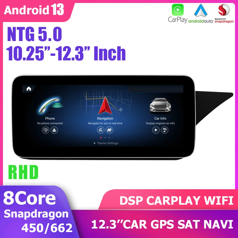 

12,3 "10,25" RHD Android 13 Carplay GPS-плеер DSP для Mercedes Benz E-Class W212 S212 2015 2016 Snapdragon BT WIFI 4G