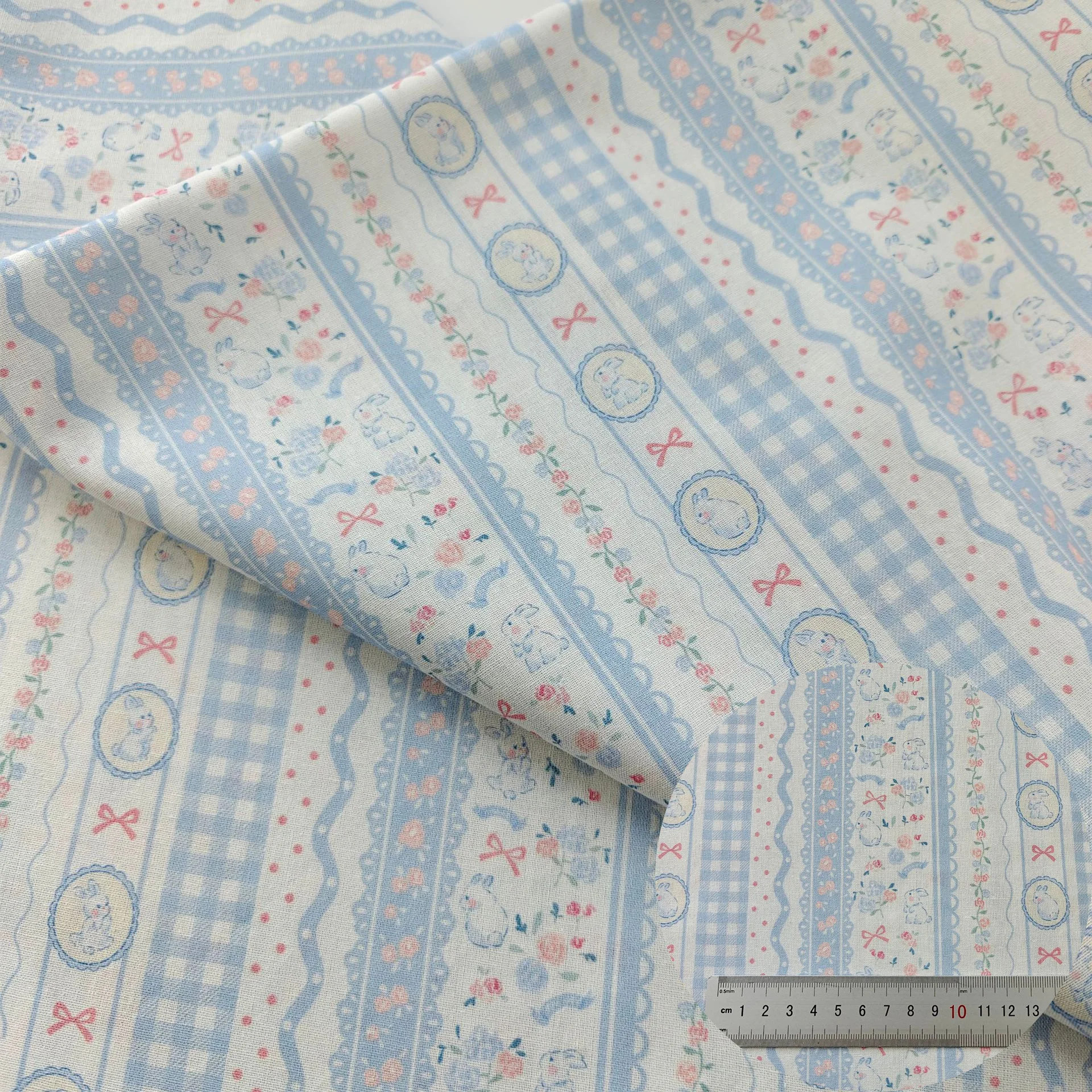 

40 шт., маленькая свежая и элегантная полосатая ткань с цветочным принтом из чистого хлопка, детская одежда, платья, домашняя одежда, ткань ручной работы «сделай сам»