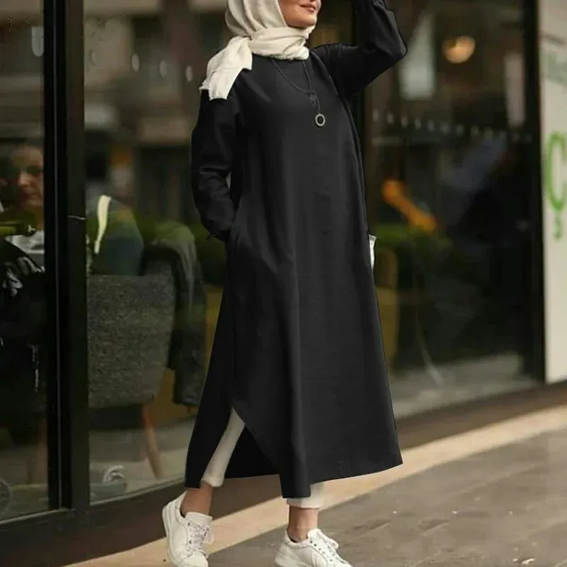 Abito moda donna abito musulmano Abaya abiti Vintage Femme Abaya turchia lino diviso American Dubai turchia Cardigan abiti