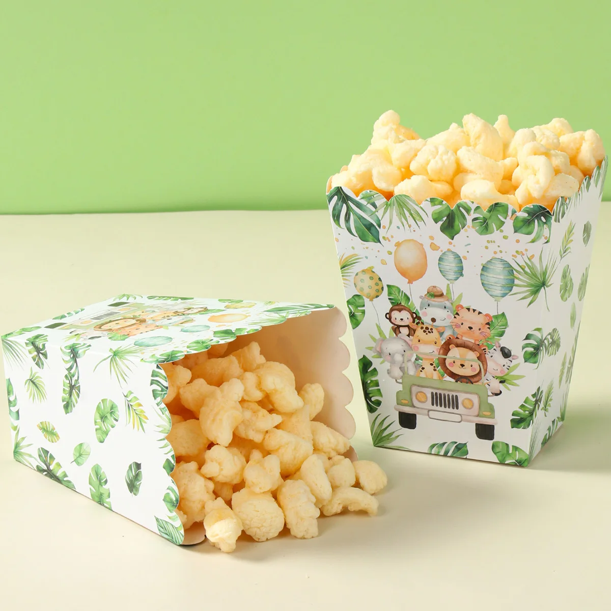 Jungle Animal Popcorn Boxes Zoo Treat Boxes Paper Jungle Theme Birthday Party Supplies Baby Shower Favor Movie Night Decorations