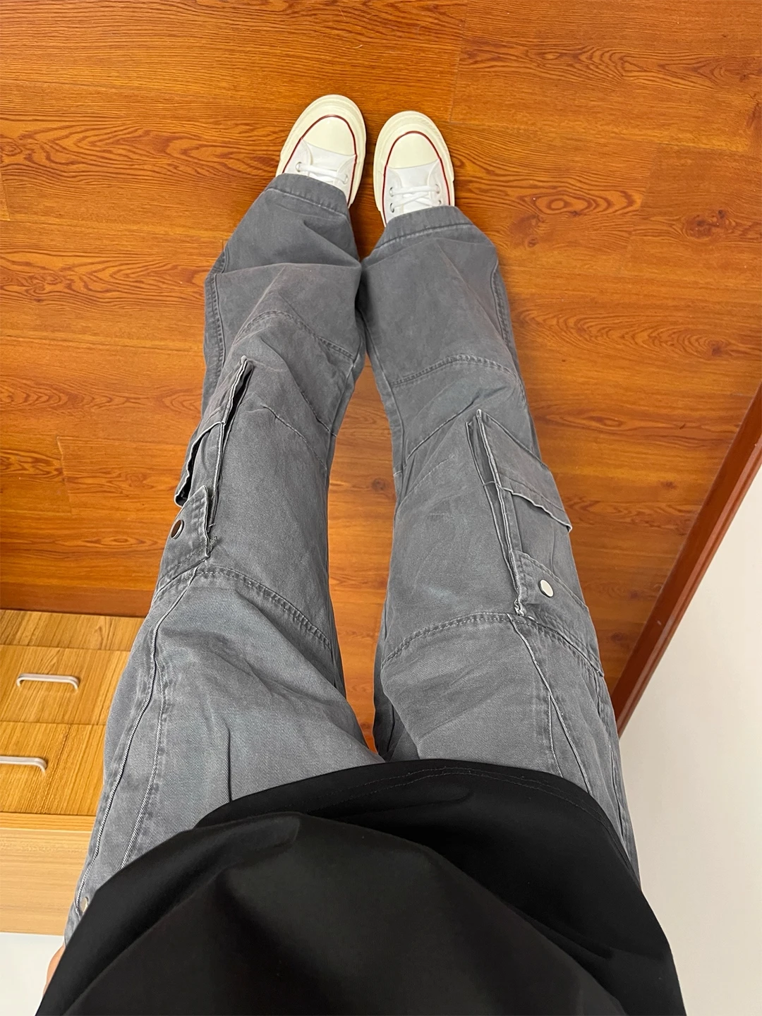 

Мужские прямые брюки для спецодежды, джинсовые джинсы в стиле пэчворк с несколькими карманами, повседневные брюки в американском стиле ретро