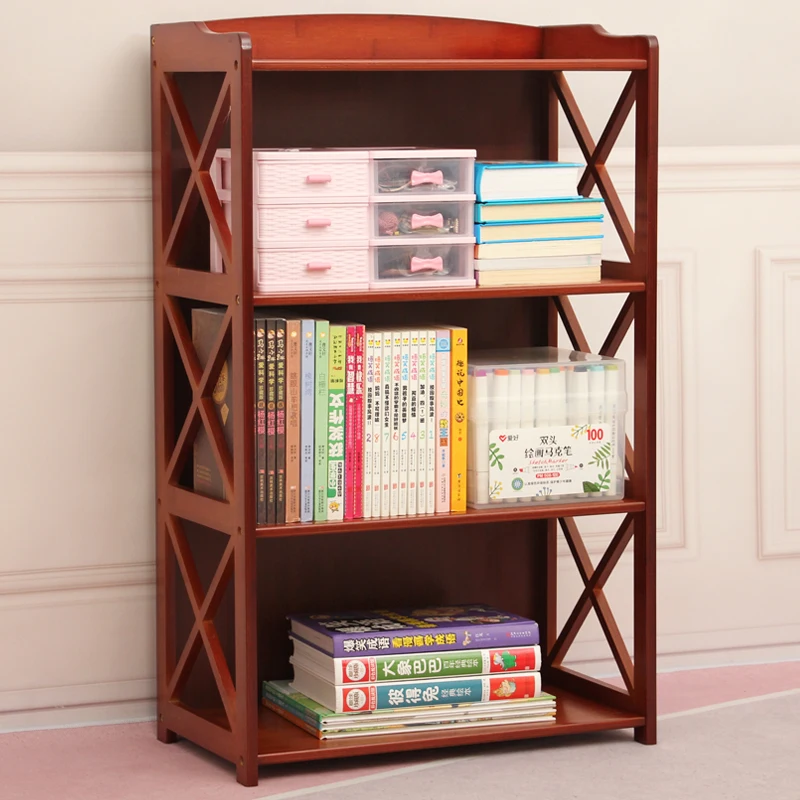 Bamboo Multi-Layer Bookshelf Kids Storage Rack Fine Craft Mortise Tenon Structure Thickened Panels Raised Bottom Easy Cleaning