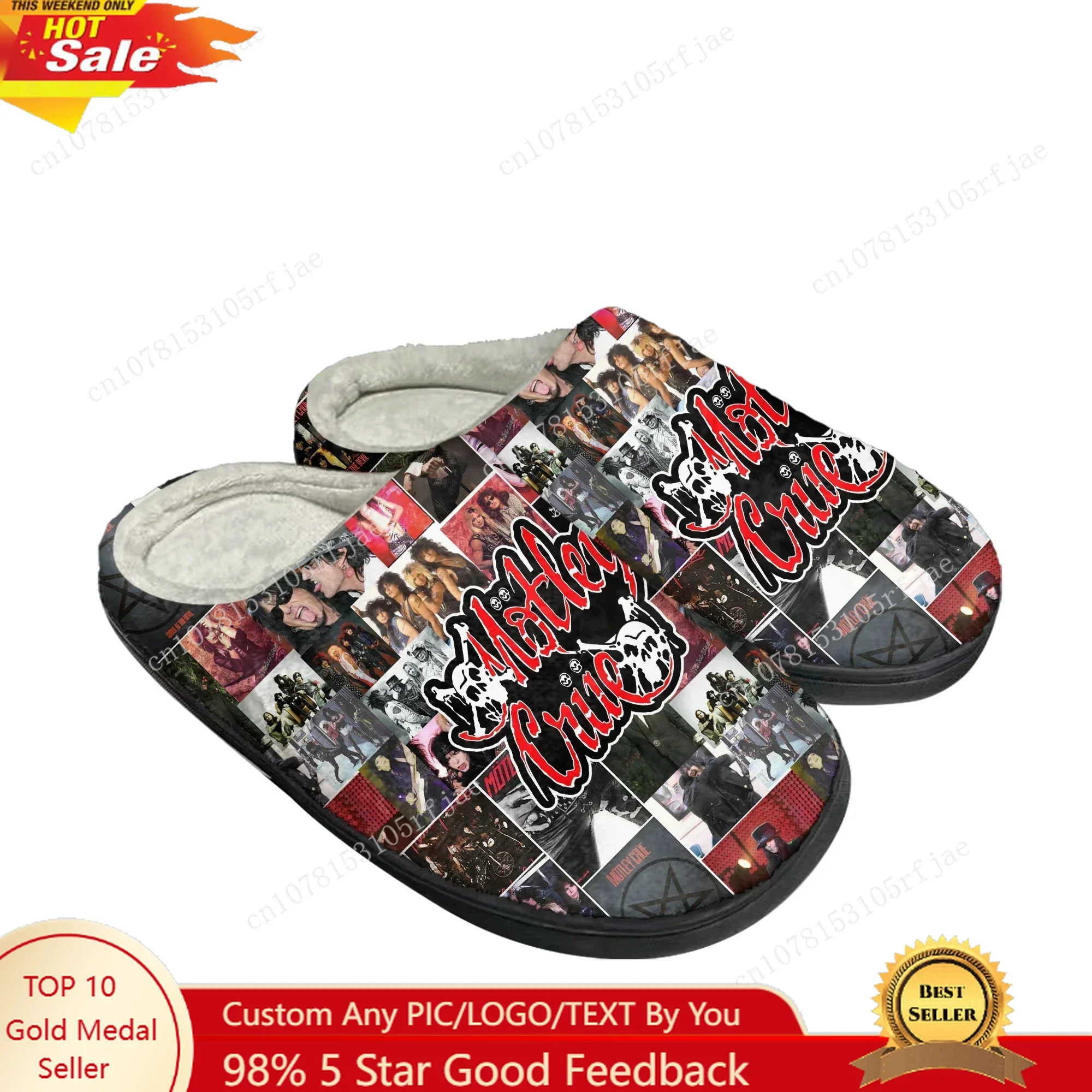 

Band 80S Metal Vintage C-Crue Home Cotton Slippers M-Motley Plush Bedroom Mens Womens Casual Keep Warm Shoes Tailor Made Slipper