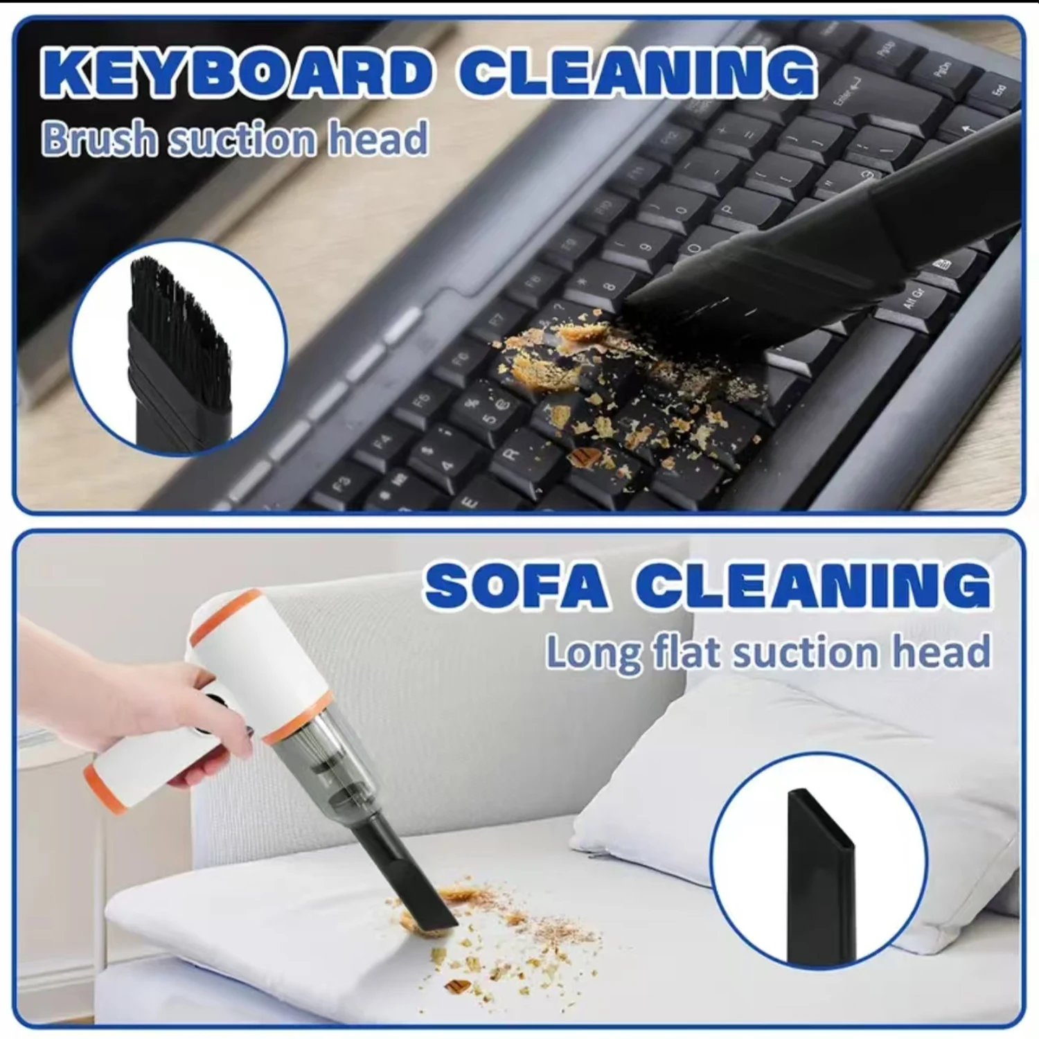 Беспроводной ручной пылесос 3-в-1, перезаряжаемый пылесос с циклонным всасыванием для удаления пыли на ПК, автомобиля, дома и офиса