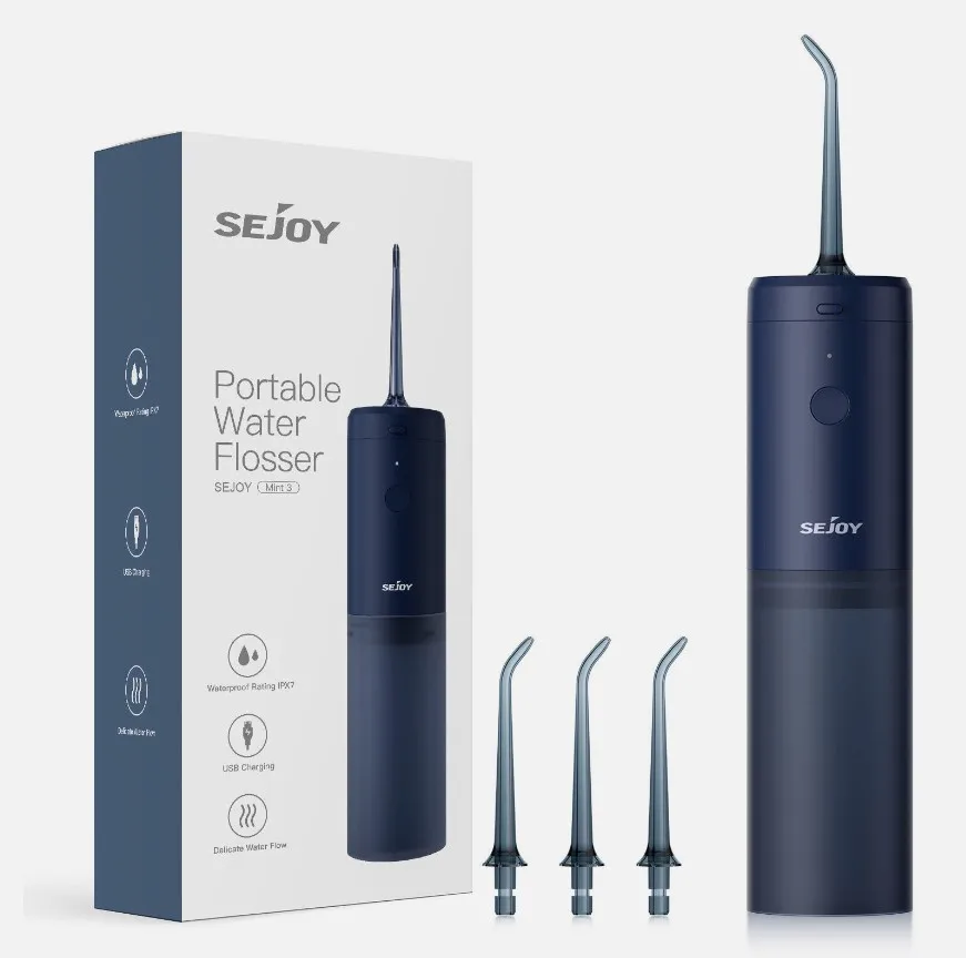 

Sejoy Oral Irrigator Dental Water Flosser Teeth Whitening Waterproof Portable Dental Water Jet Floss 140ML Teeth Cleaner