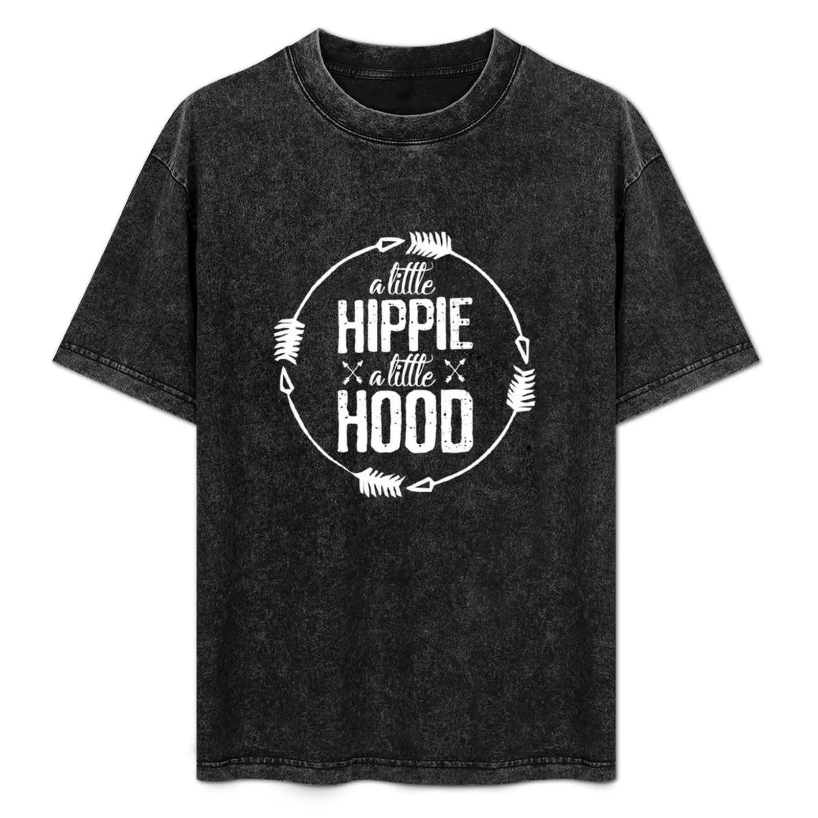 

A little hippie a little hood quote white design arrow T-Shirt No Iron Casual Short Sleeve Top