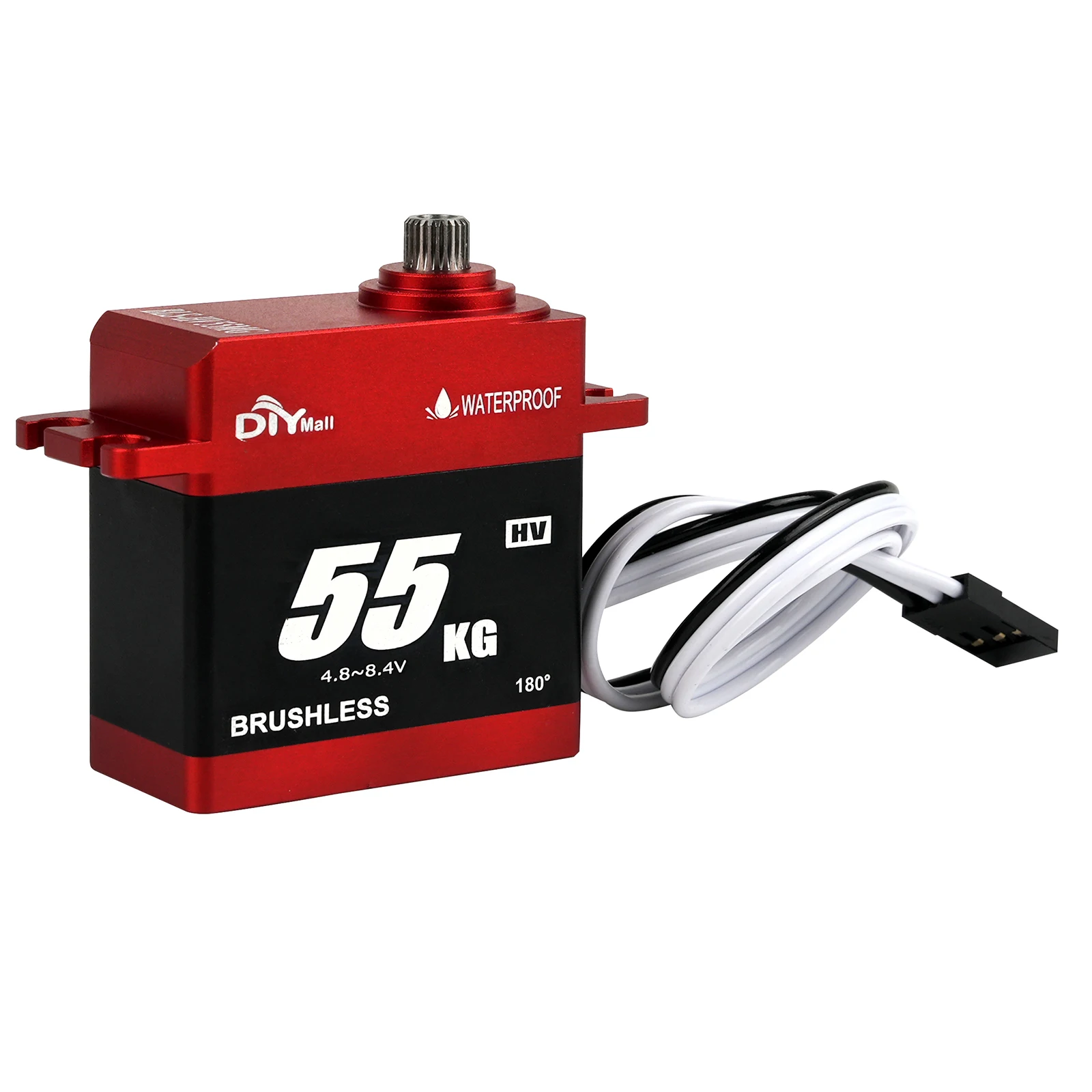 BLS-HV55MG 55KG Brushless Digital Servo Metal Gear High Torque 180/270/360 Degree Waterproof IP67 for 1/10 RC Car Truck Robot