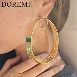 DOREMI Big Hoop Modern Earrings Gold Earring Stainless Steel Gold Plated Hollow Name Letters Custom Name Earring Hoop