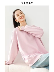 Vimly Women's Oversize Sweatshirts Cotton O-neck Pullover Long Sleeve Tops 2023 Casual Loose Thick Winter Clothes Women M5302