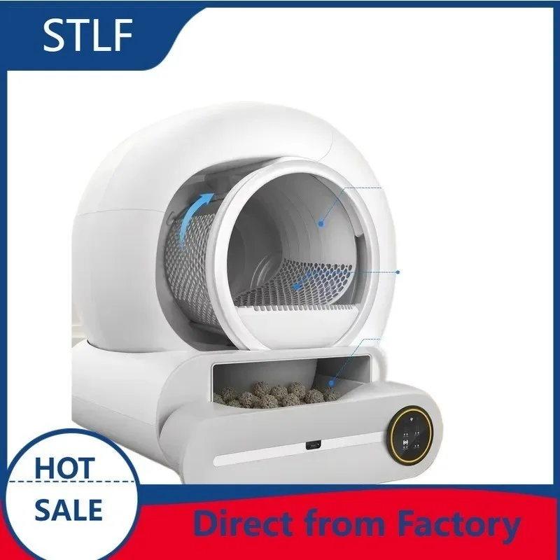 STLF Manufacturer Wholesale Smart Luxury Quick Deodorization Round Closed Self-Cleaning Large Capacity Cat Basin