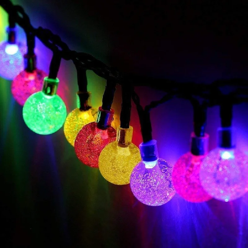 

Solar String Lights Warm White Waterproof Outdoor 100 LED Crystal Globe Lights for Garden Christmas Festival Decor-Multicolor