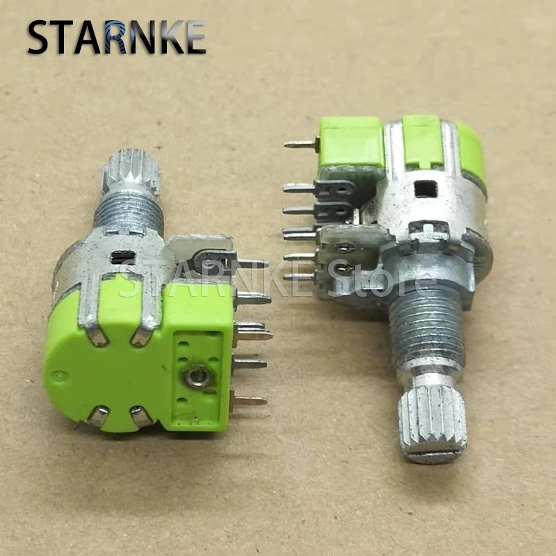 2PCS RV12 Type Potentiometer 8Pins Dual With Switch B10K Audio Volume Potentiometer Handle Length 15MM