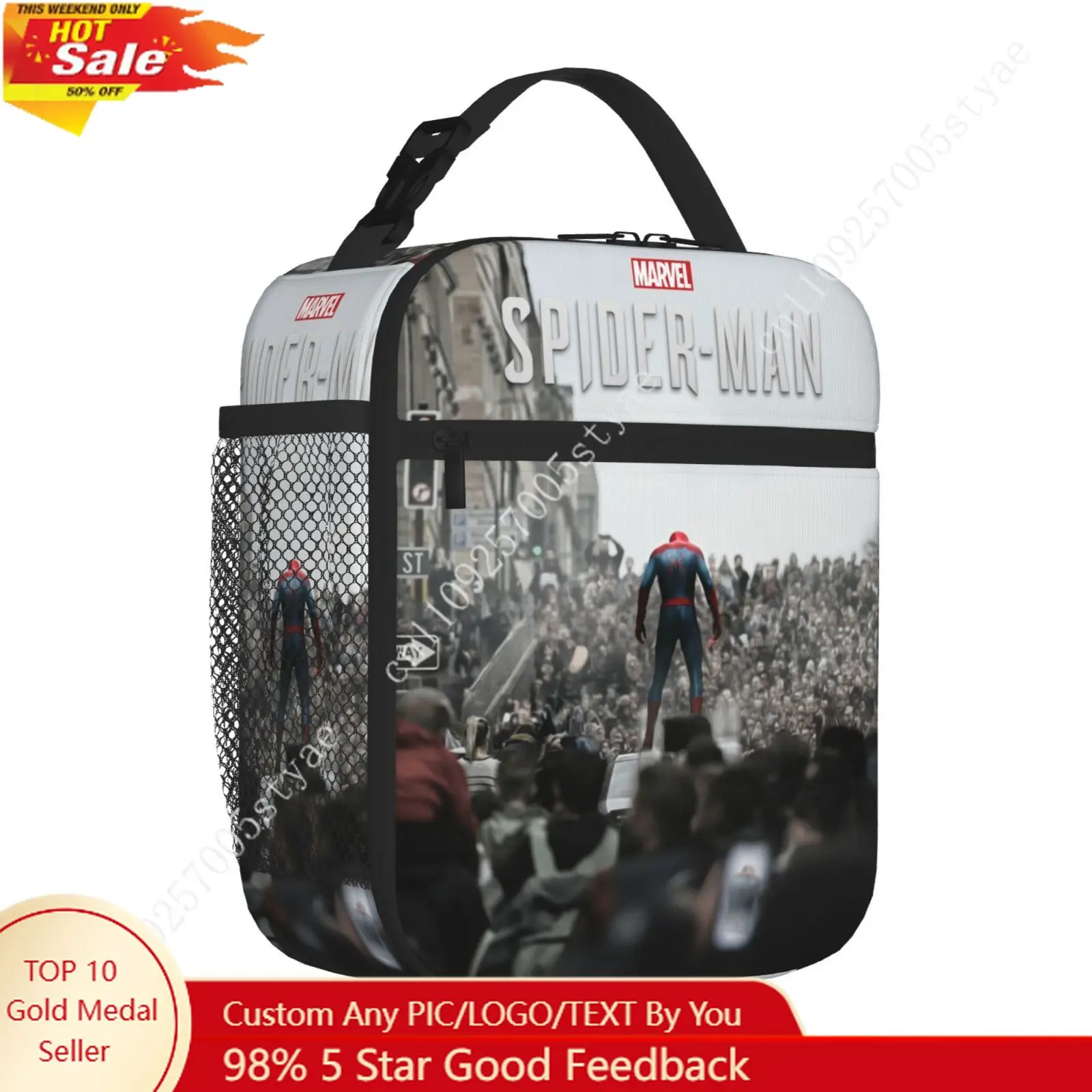 

Marvel Spider Man Cosplay Custom Made Insulated Lunch Bag Thermal Lunch Container Portable Tote Lunch Box Bento Pouch