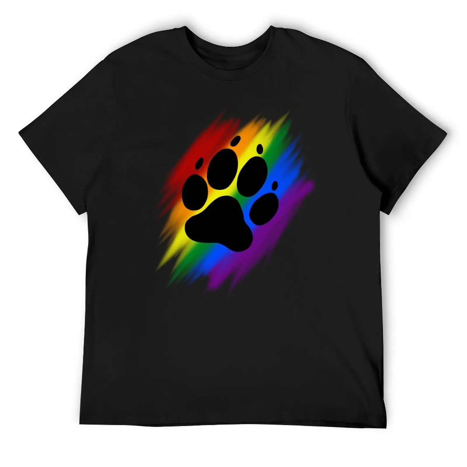 Rainbow Paw Print T-Shirt tees new edition vintage anime shirt plain men clothings