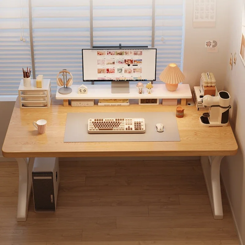 Multi-functional Computer desk Desktop home student bedroom study writing desk Solid wood strip workbench Modern simple desk
