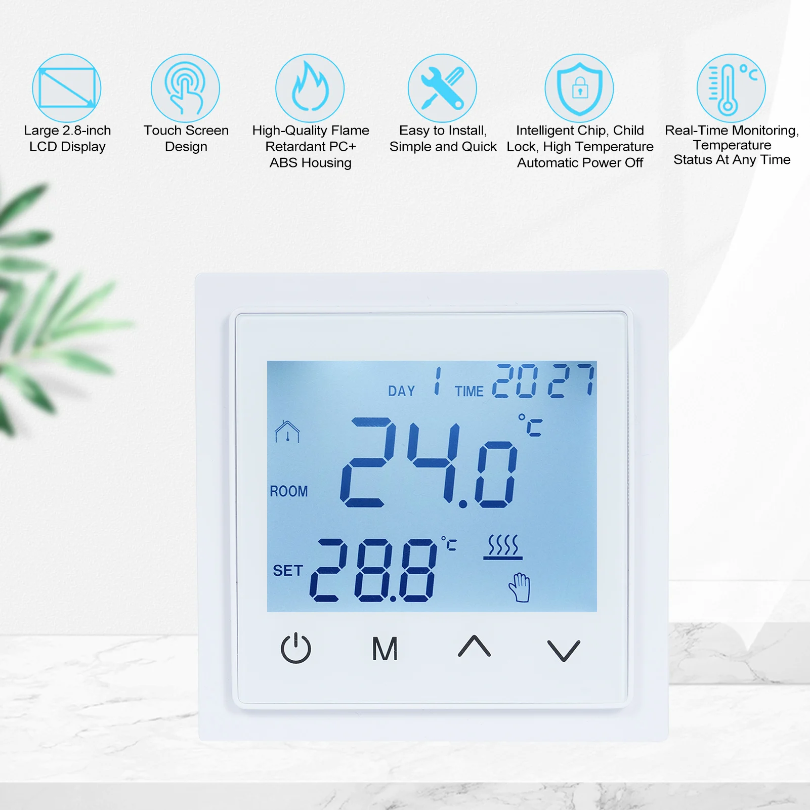 Intelligent Digital Thermostat 16A Floor Heating Temperature Controller LED Touch Screen NTC Sensor Electric Heating Control