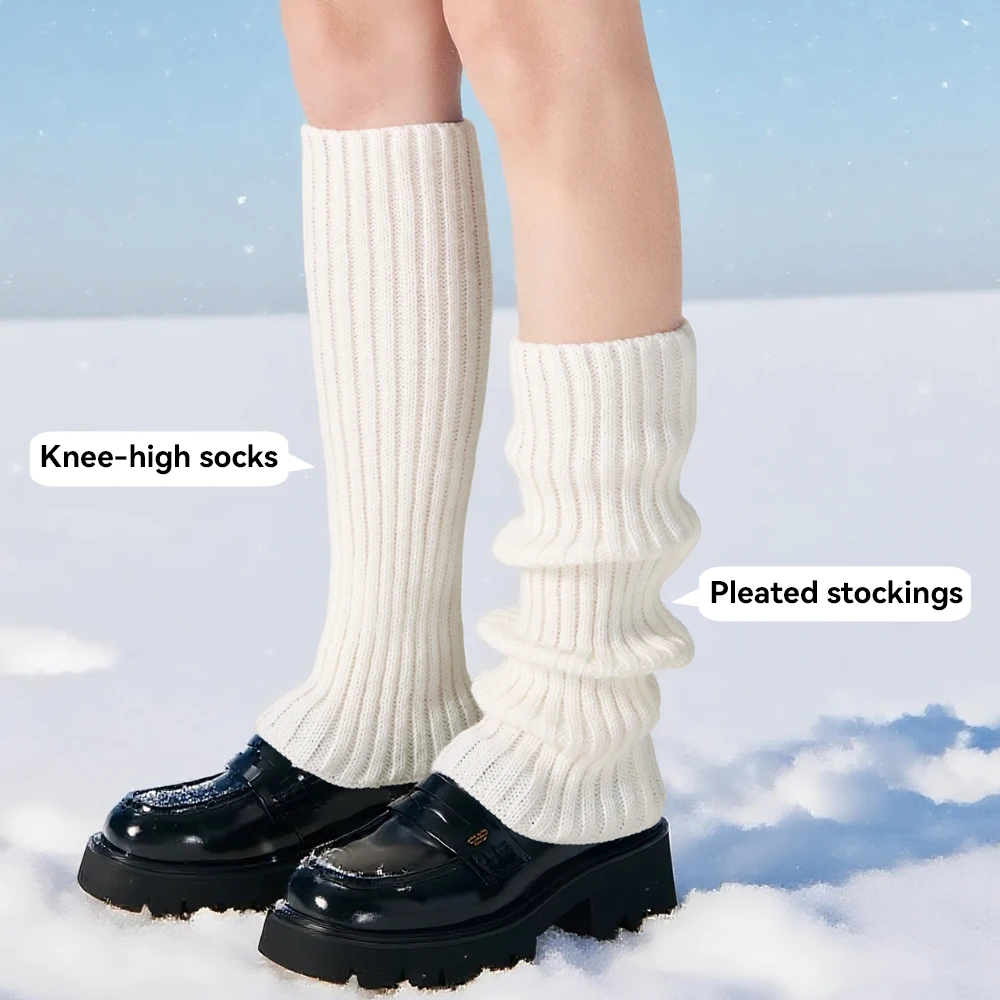1/2 Pairs JK لوليتا جوارب السيقان للنساء الخريف الشتاء متماسكة جوارب قطنية غطاء للقدم دفئا كومة الركبة تدفئة الساق