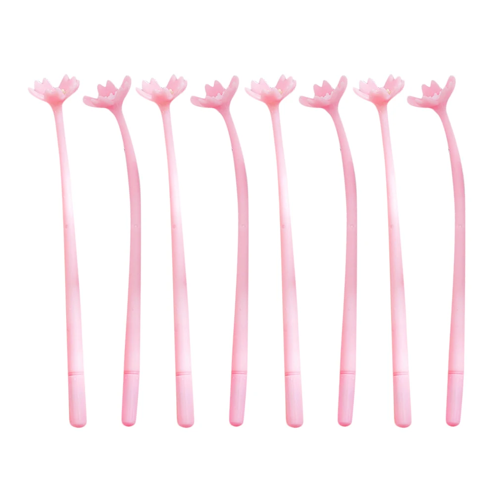 

8Pcs Cherry Blossom Gel Pens Black Ink Smooth Writing Ballpoint Pen Floral Design School Supplies Kawaii Cute Journaling