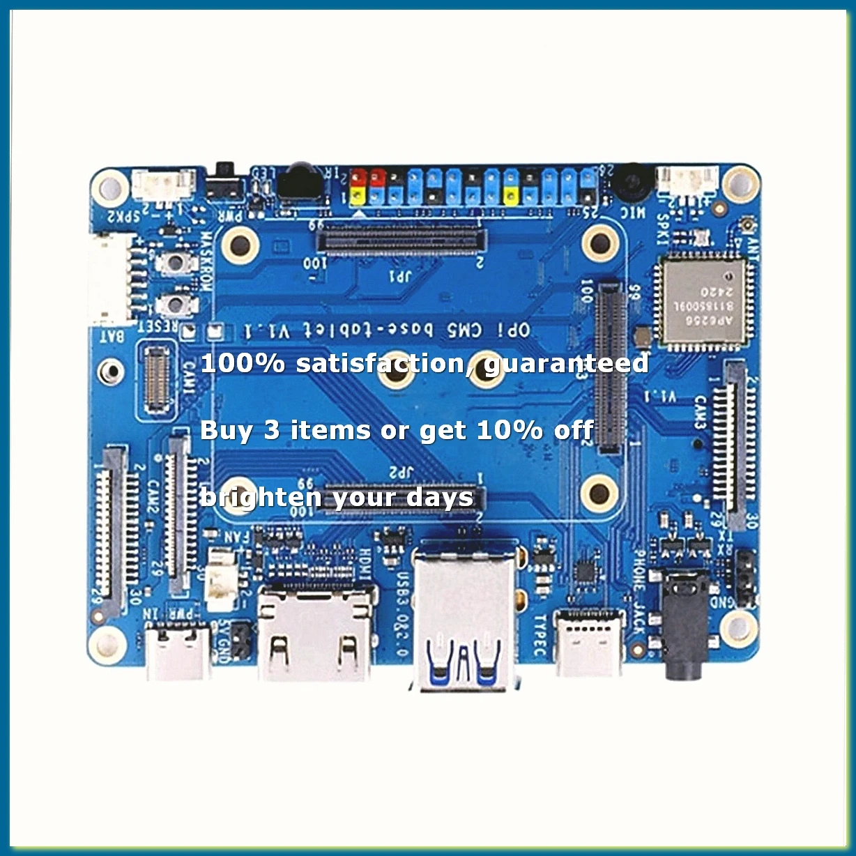 For CM5 Tablet Base Board with WiFi+BT BLE, M.2 M-Key NVME/SATA SSD Support for Compute Module 5