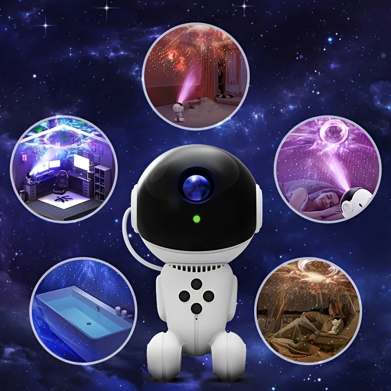 Galaxy Projector Starry Night Light, Space Black Hole Robot Starry Night Projector with Remote Control, Dimmable, For Game Room