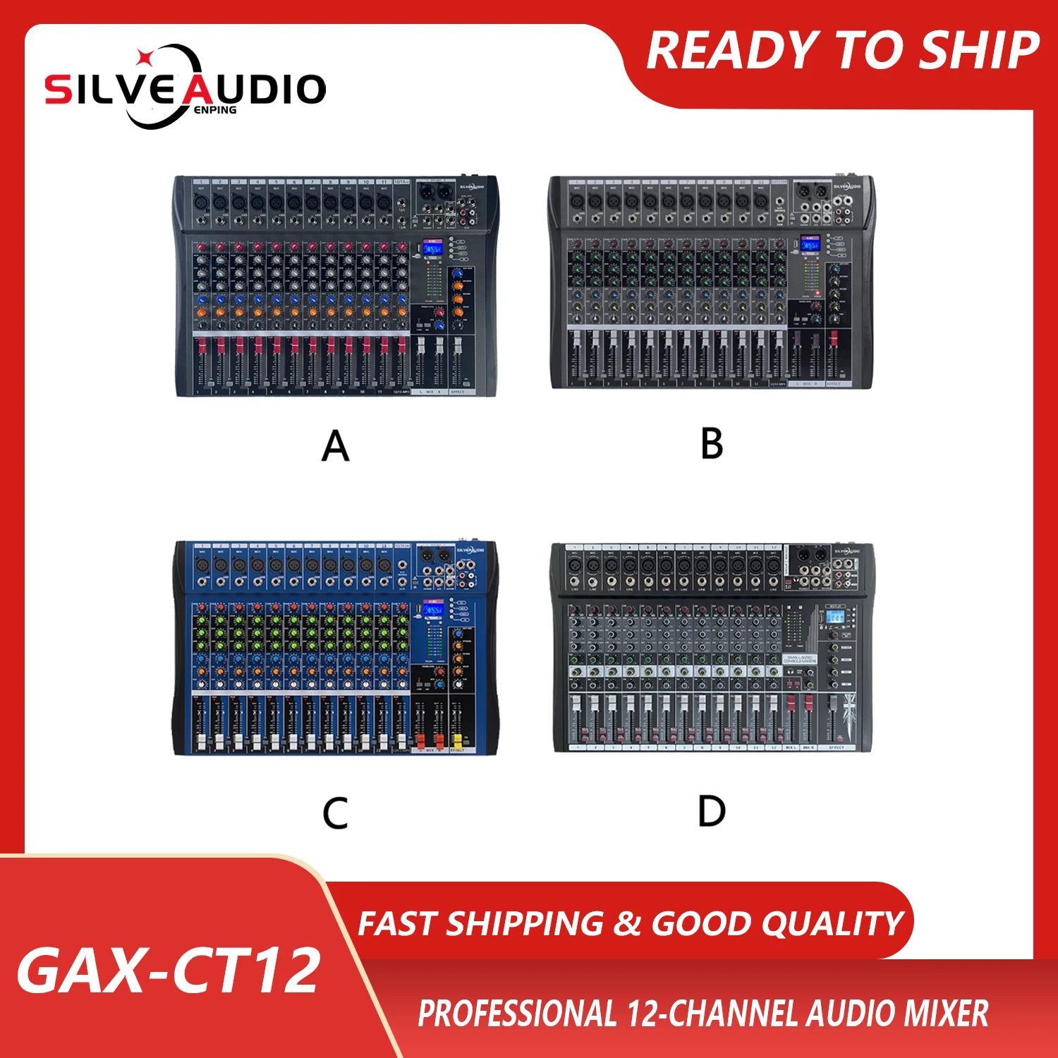 

GAX-CT12 Studio Recording Professional Audio Mixer with USB & BT stage performance phantom power mixer mixing console