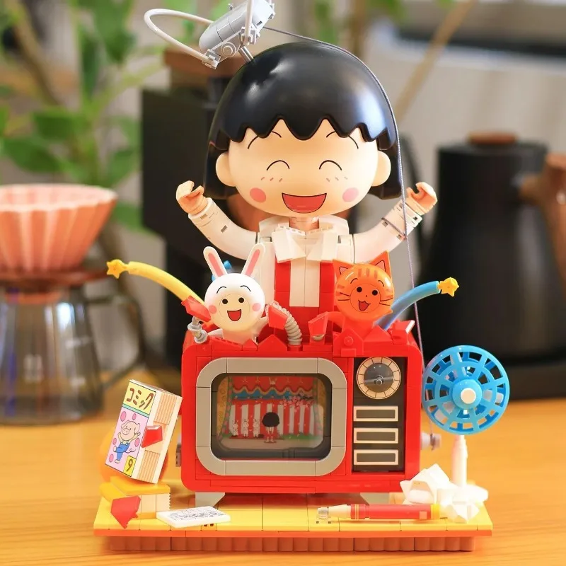 

Chibi Maruko-chan Assembled Building Blocks and Balls Wonderful Show TV Kawaii Toy Model Desktop Ornaments Holiday Gift