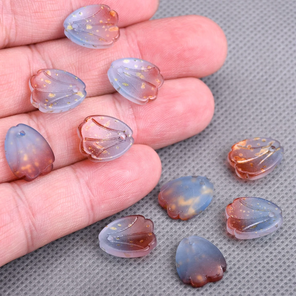 10pcs Flora Petal 15x12mm Lampwork Crystal Glass Loose Top Drilled Pendants Beads for Jewelry Making DIY Crafts Flower Findings