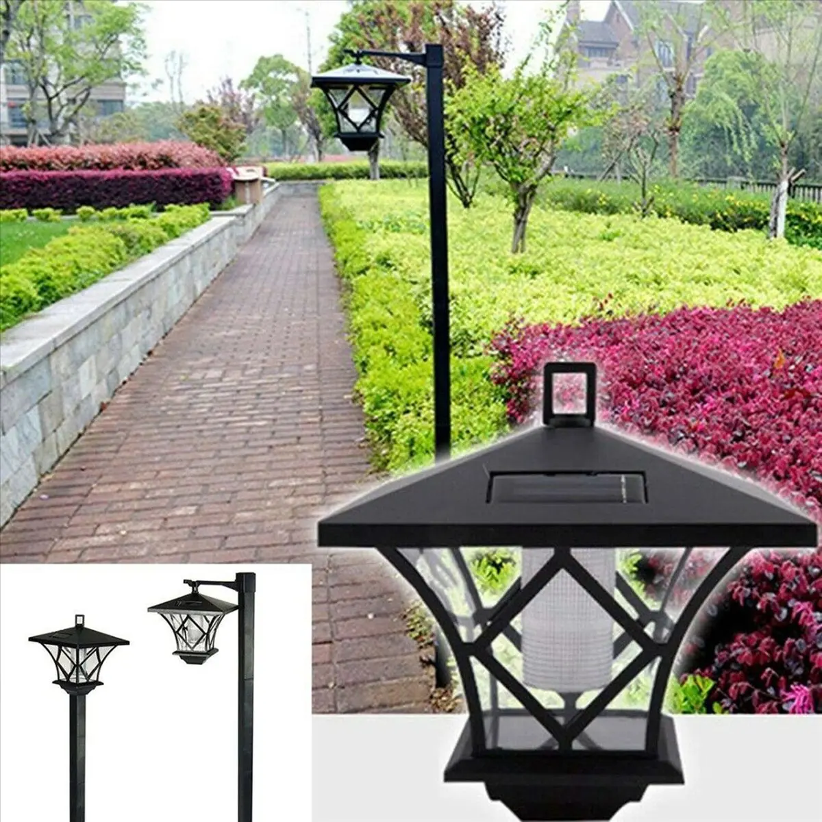 【Like】  6pcs 1.5M LED Solar Powered Traditional Garden Lamp Post Lamppost Lantern Light Decor