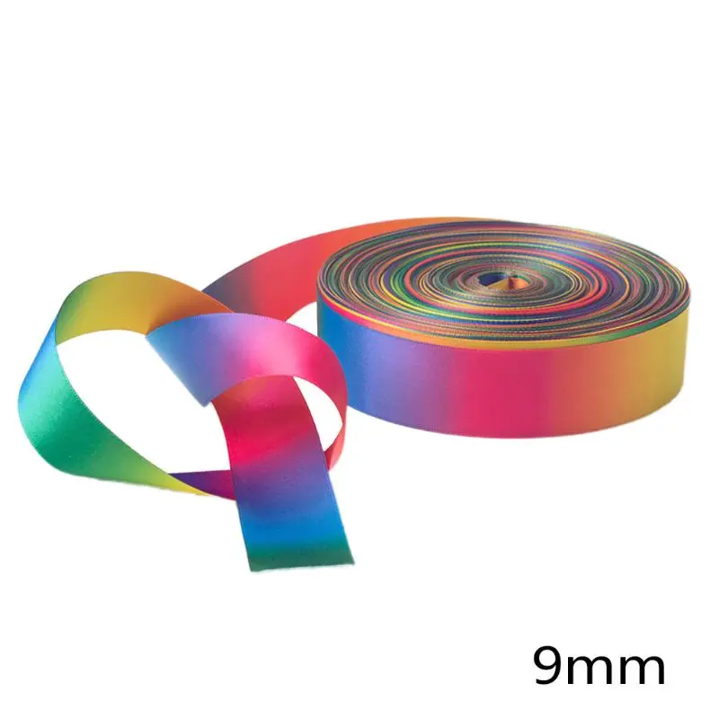 50 Yards Rainbow Double Sided Print Ribbon Roll for DIY Hair Bow