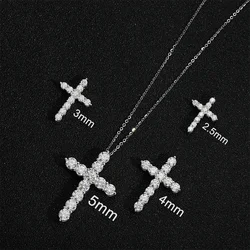 Lycfn 2.5-5mm Moissanite Cross Pendant Necklace 100% 925 Sterling Sliver Chain Plated 18k Gold Fine Necklace for Women Jewelry