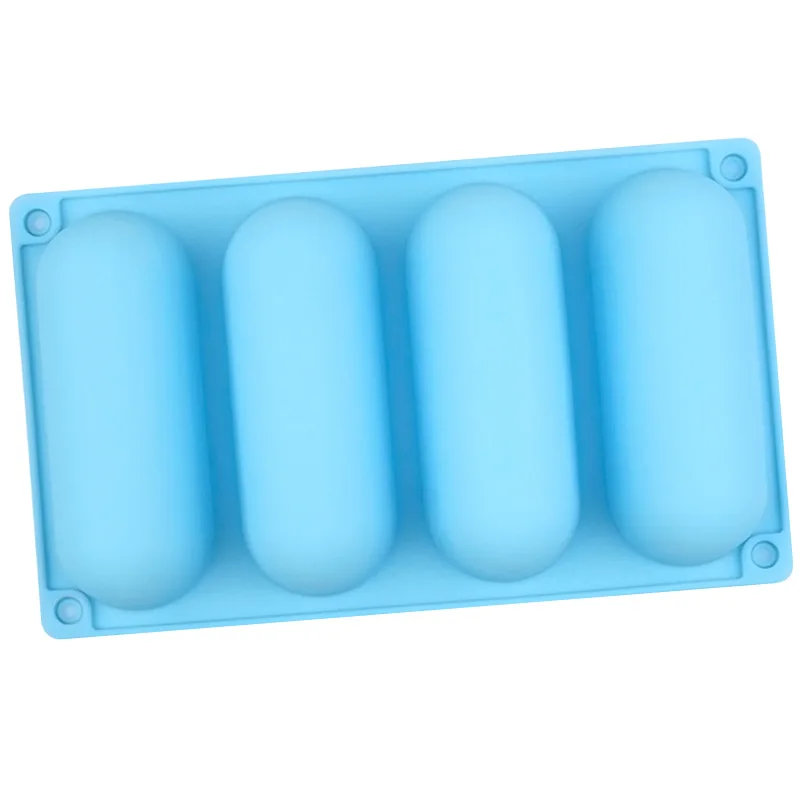 Wholesale 4-cavity Oval Capsule Silicone Cake Mold, Handmade Pudding Bread Mould, Diy Plaster Molds 1364