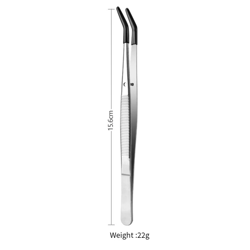 The New 2Pcs Bent Tweezers With Rubber Tips, Curved Flat Tip Tweezer Stainless Steel Angled Grip Gem Stamp Sticker - view 6