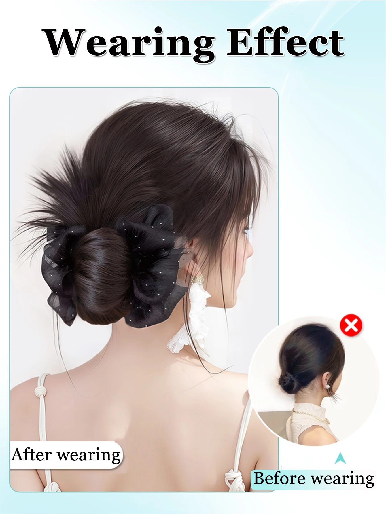 AOSIQUEEN Synthetic Wig Claw Clip Low Ball Head Wig Female Bun Hair Bag Shape Natural Fluffy Chicken Feather Wig Bag for Women