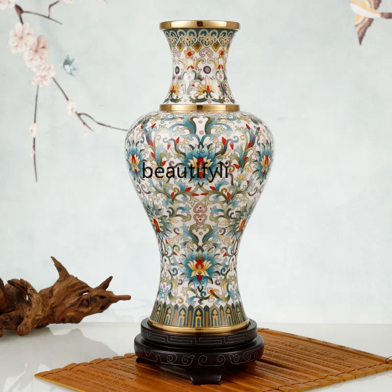 zq Featured craft gifts, vase, Datang style pattern copper home jewelry, filigree enamel ornament