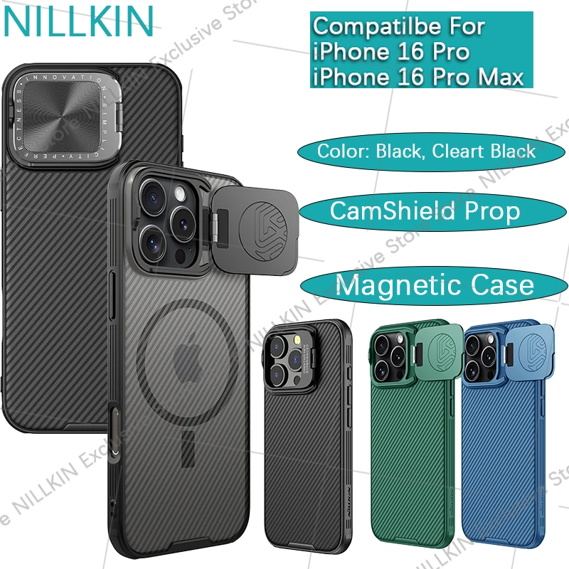 

Nillkin For iPhone 16 Pro Max CamShield Prop Magnetic Lens cover bracket anti drop airbag Magsafe phone case protective cover