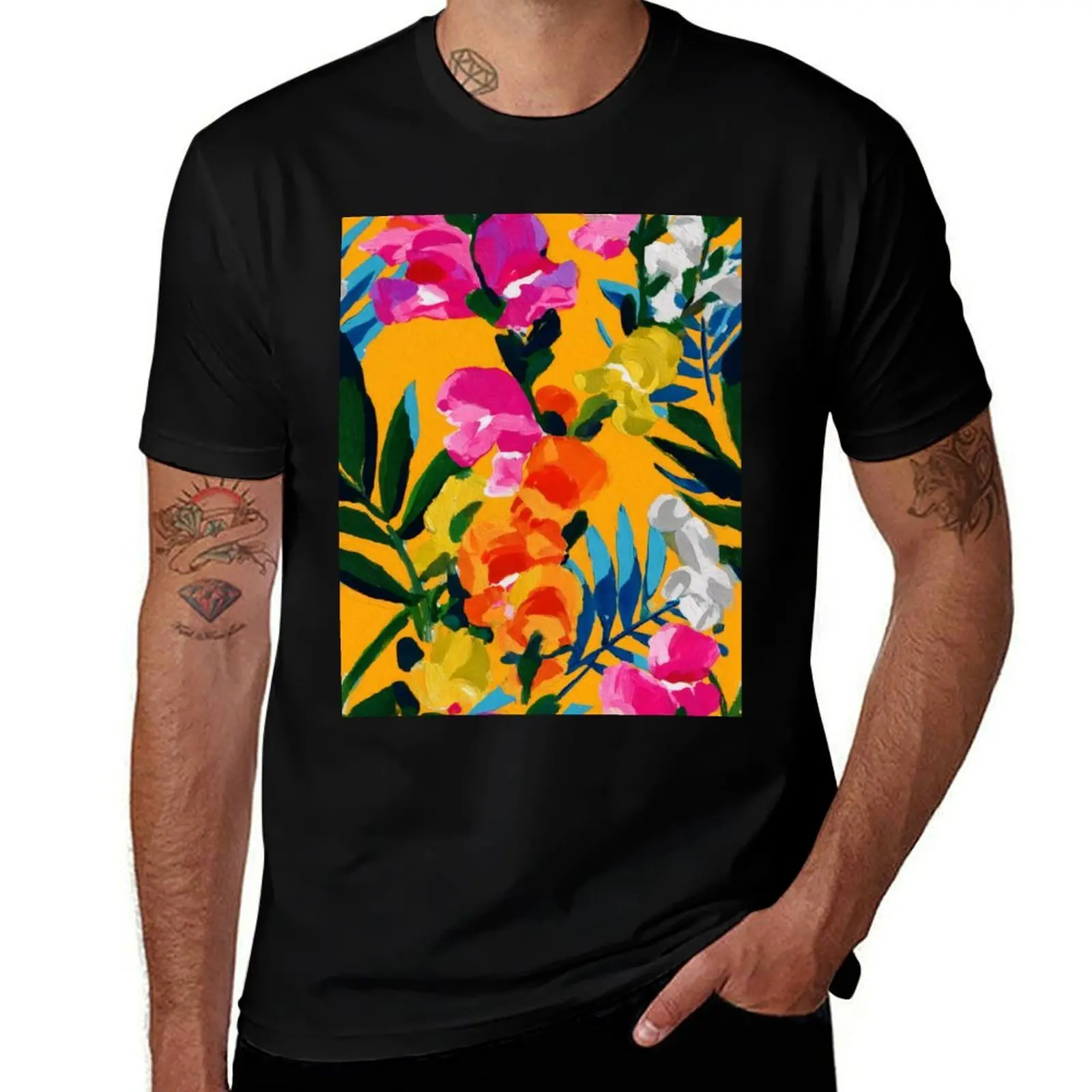 

Colorful Tropical Snapdragon Flowers T-Shirt tees graphic t shirt vintage anime tshirt man t shirt slim fit t shirts for men