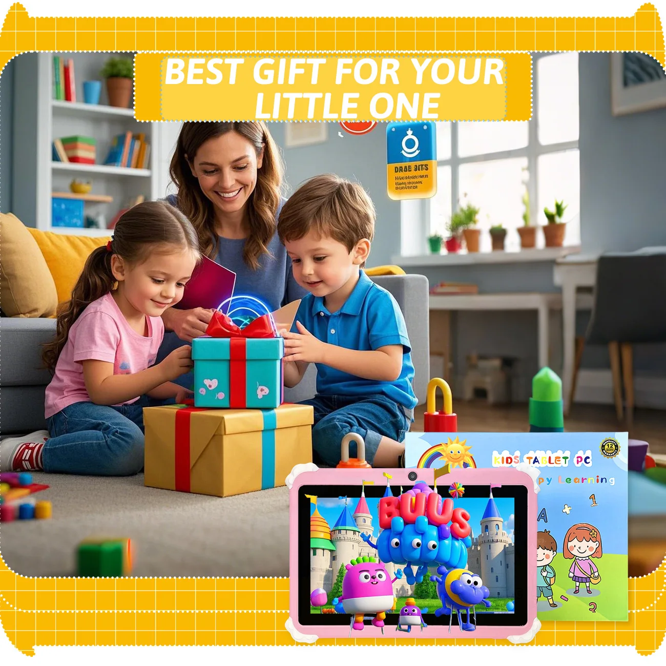 Tableta para niños, tableta Android 12, tableta de 7 pulgadas, cámaras duales, juguetes educativos de aprendizaje, regalos para niños y niñas