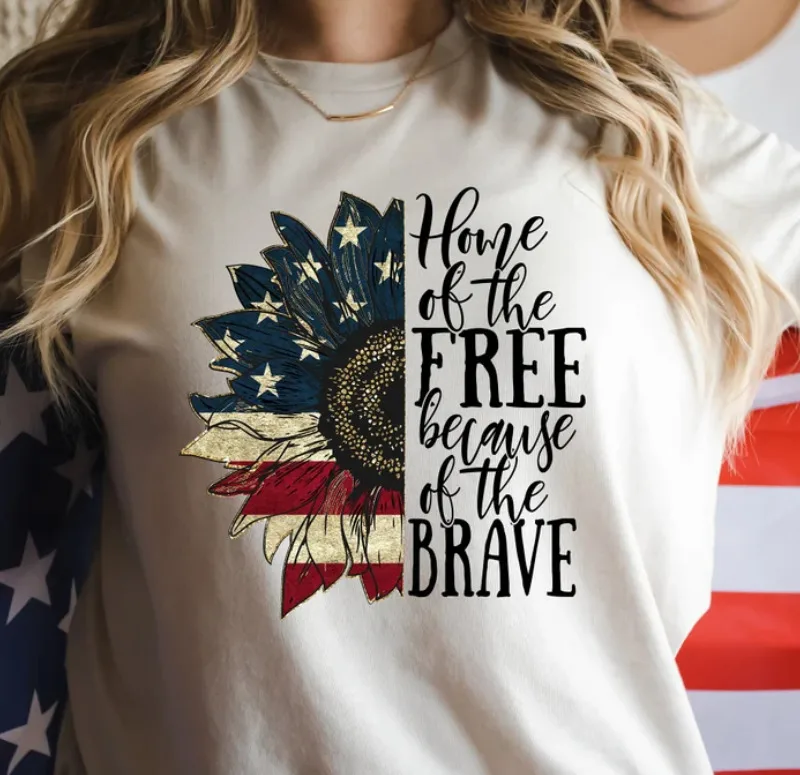 

Home Of The Free Because Of The Brave Shirt, Usa Sunflower Shirt