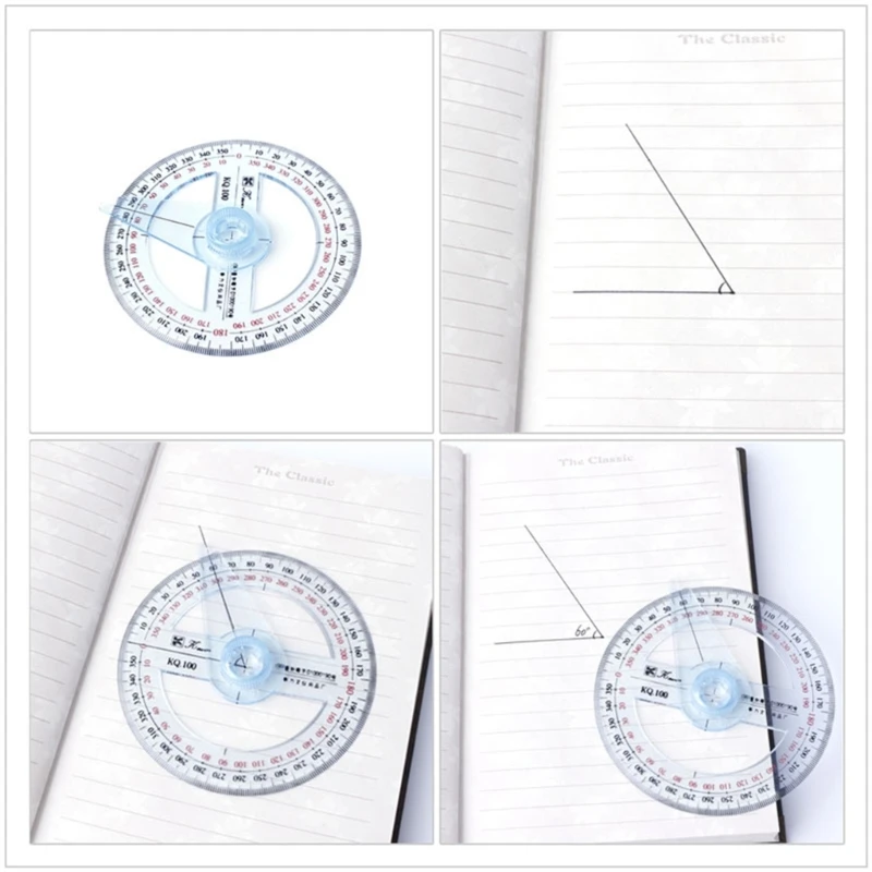 Y1UD Plastic 360 Degree Protractor Ruler Angle Finder Swing Arm School Office