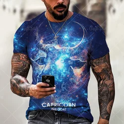 Summer Men's T-Shirt 3D Print Zodiac T Shirt  Clothes Short Sleeve Streetwear Vintage Tops Tee Shirt Men Clothing