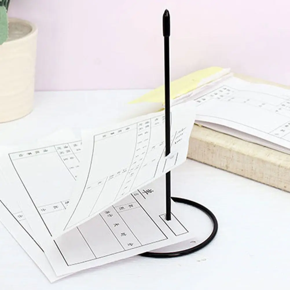 Controlla il supporto del mandrino per ricevute Bill Inserter Rod Menu Ufficio in metallo in acciaio inossidabile nero