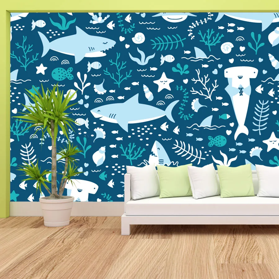

Cartoon Custom Peel and Stick Wallpaper for Living Room Wall Papers Home Decor Panel Kids Baby Sea World Animal Renovation Mural