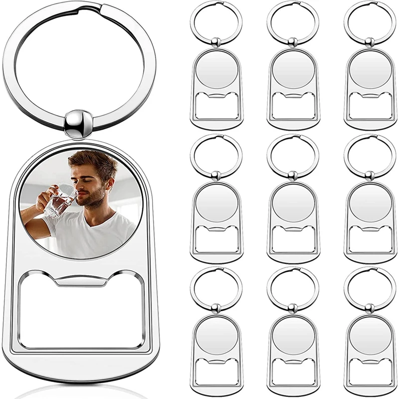 【HOT】50 Pcs Sublimation Blank Keychain Metal Bottle Opener Blank Key Ring Heat Transfer Rectangular Sublimation Keychain