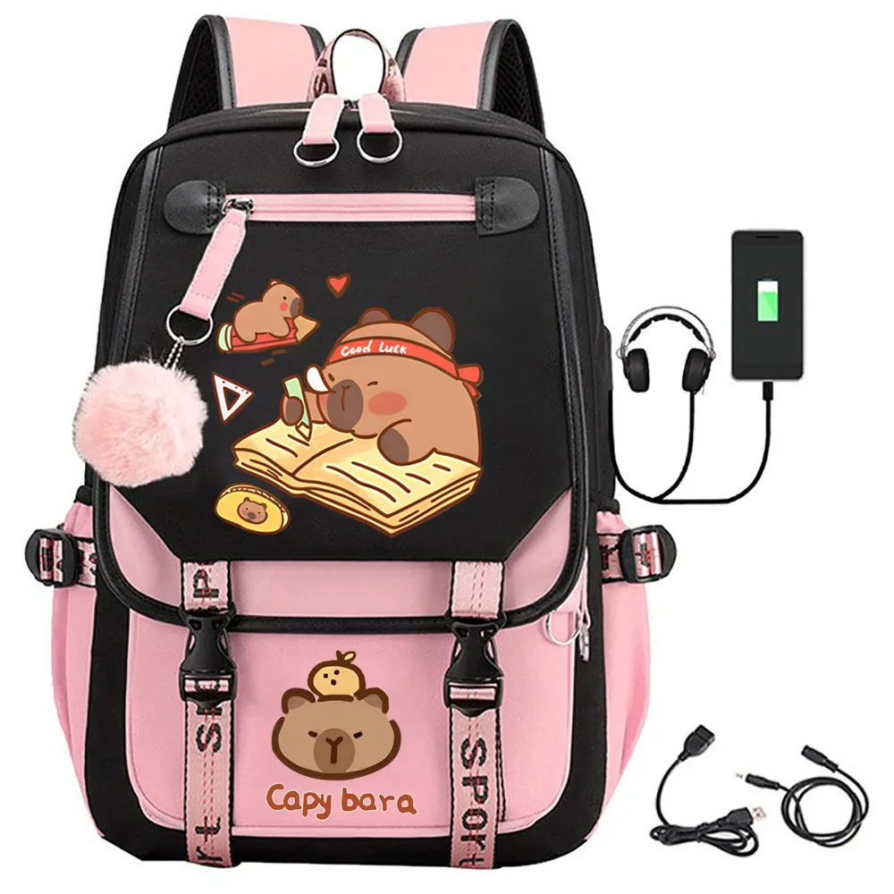 

Capybara Anime Backpack Kawaii Animal Cosplay Unisex Students School Bag Cartoon Bookbag Laptop Travel Rucksack Outdoor Bag